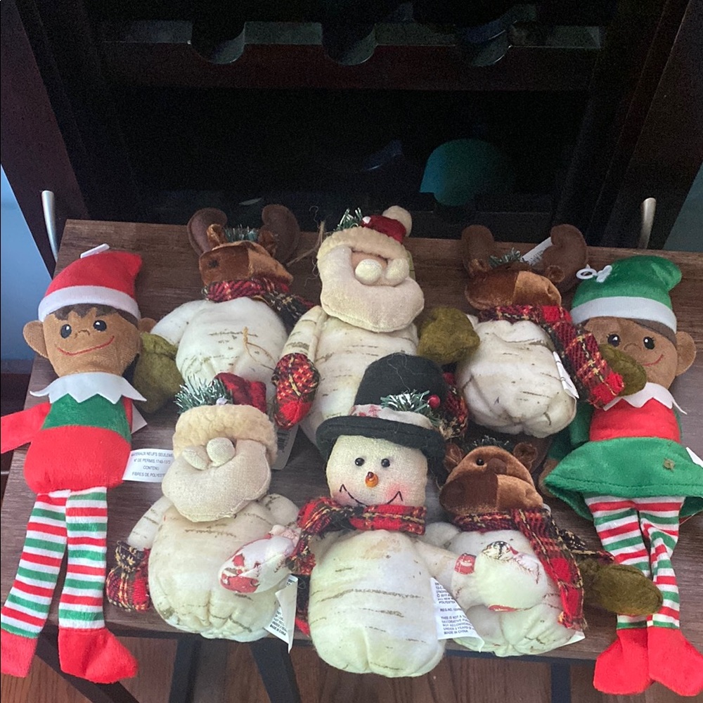 Festive Plush Reindeer , elf , snowman Christmas ornaments